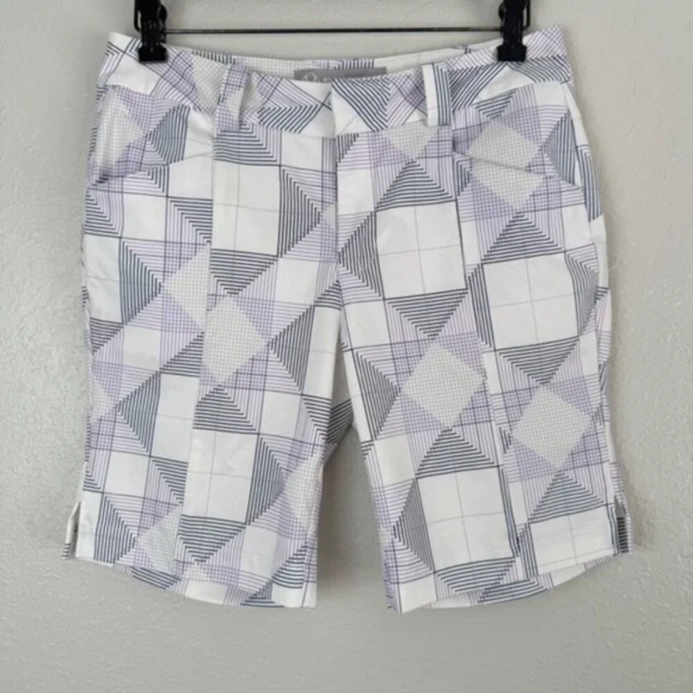 Sunice purple white golf bermuda athletic shorts 4